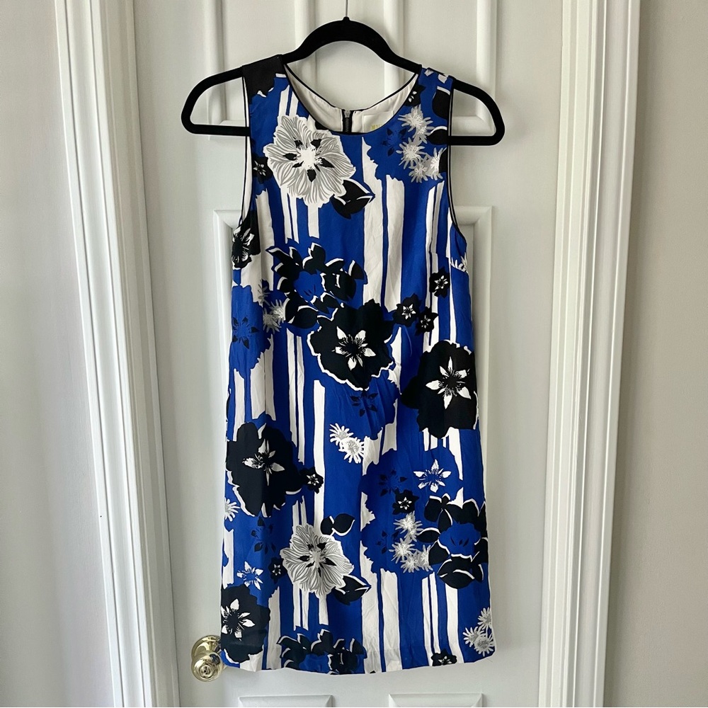 Anthropologie Maeve Blue Floral Silk Shift Dress